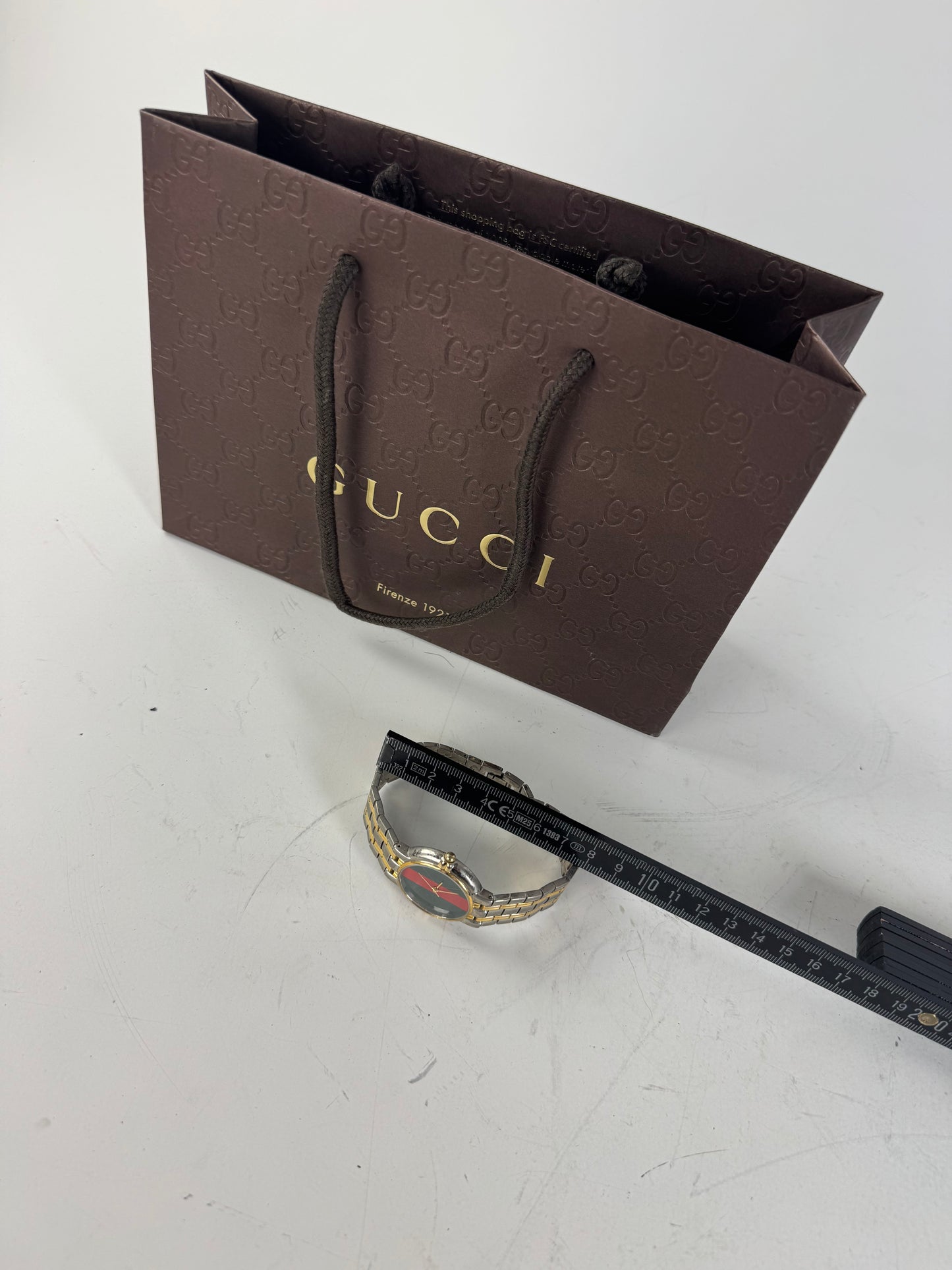 Vintage Gucci Web Stripe Bracelet Watch Green Red Gold