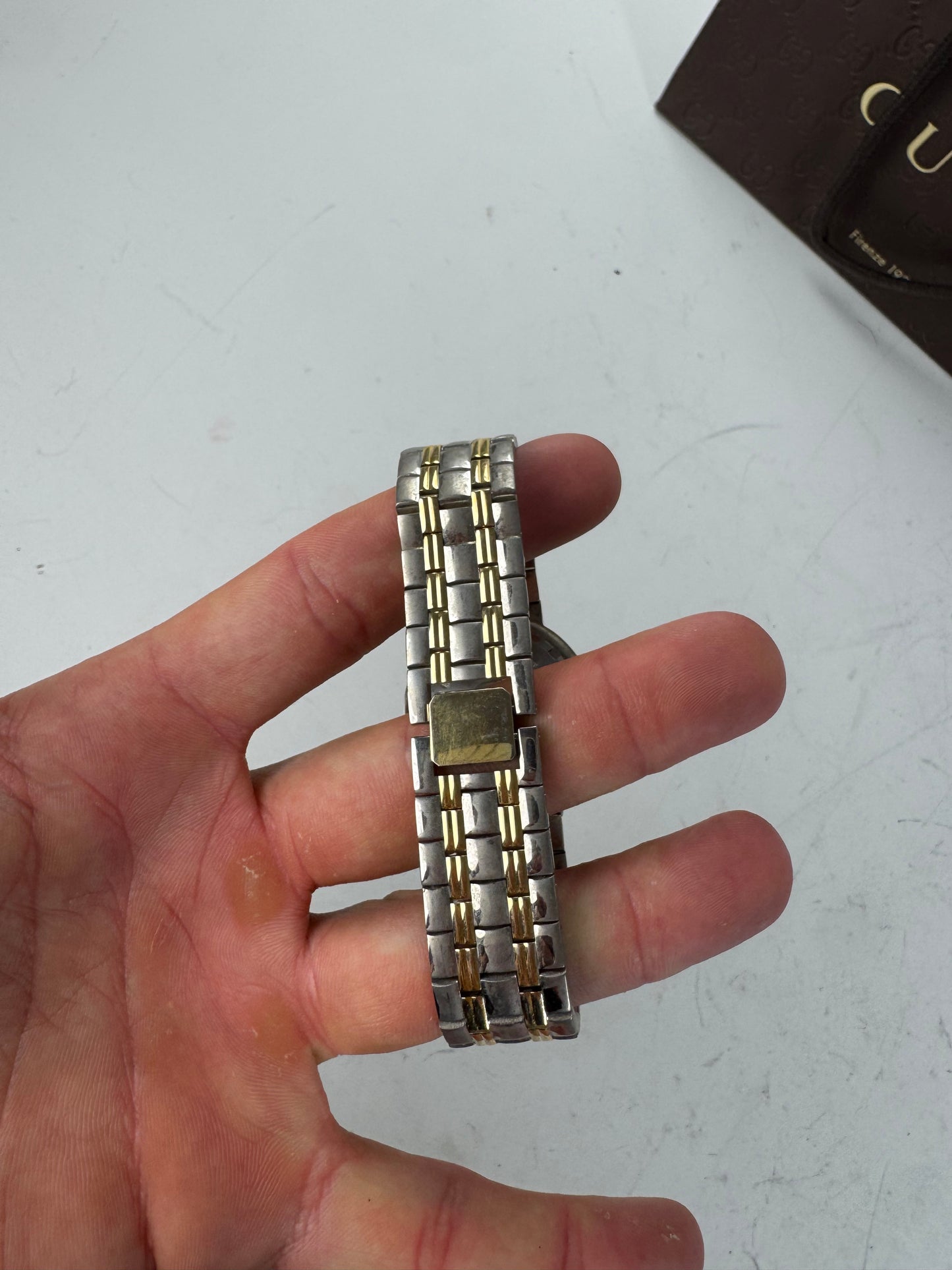 Vintage Gucci Web Stripe Bracelet Watch Green Red Gold