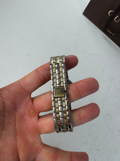 Vintage Gucci Web Stripe Bracelet Watch Green Red Gold
