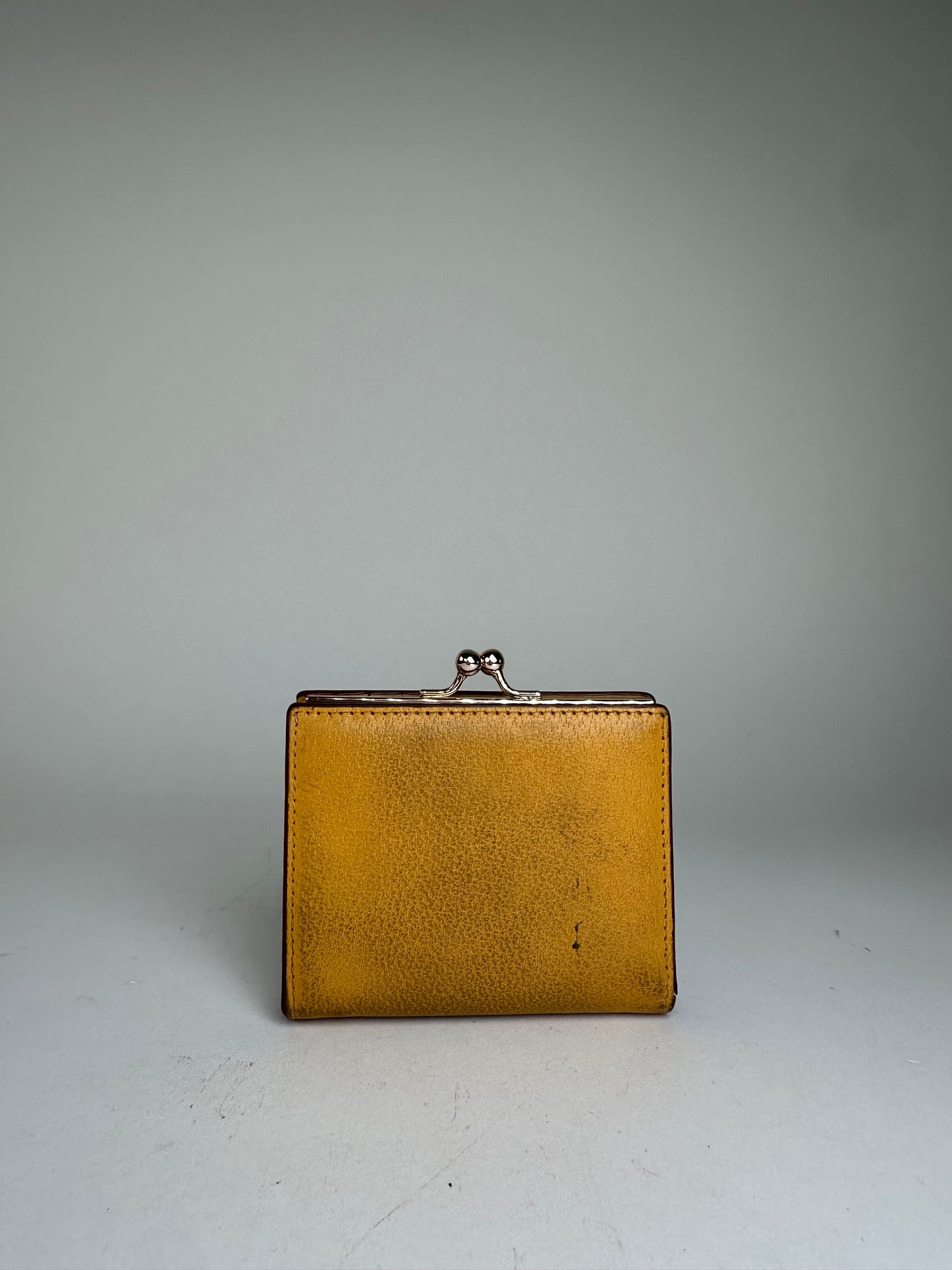Vintage Vivienne Westwood Orb Leather Kiss-Lock Wallet Mustard