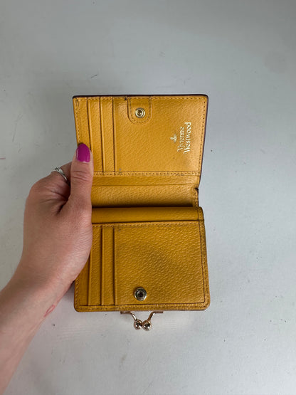 Vintage Vivienne Westwood Orb Leather Kiss-Lock Wallet Mustard
