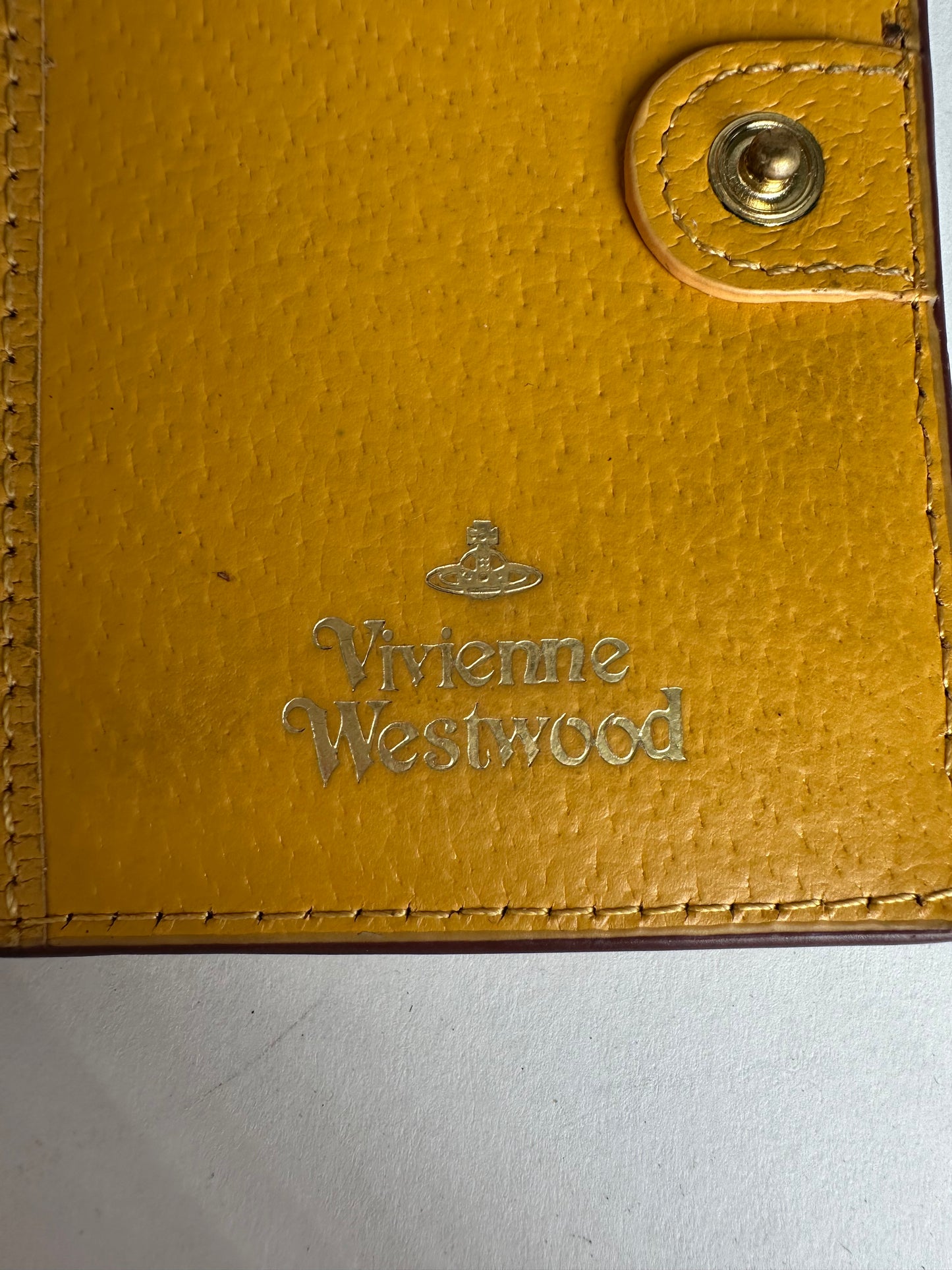 Vintage Vivienne Westwood Orb Leather Kiss-Lock Wallet Mustard