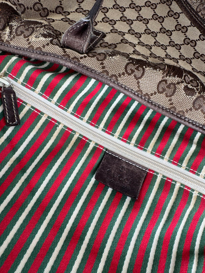 Sac cabas vintage Gucci Monogram beige marron
