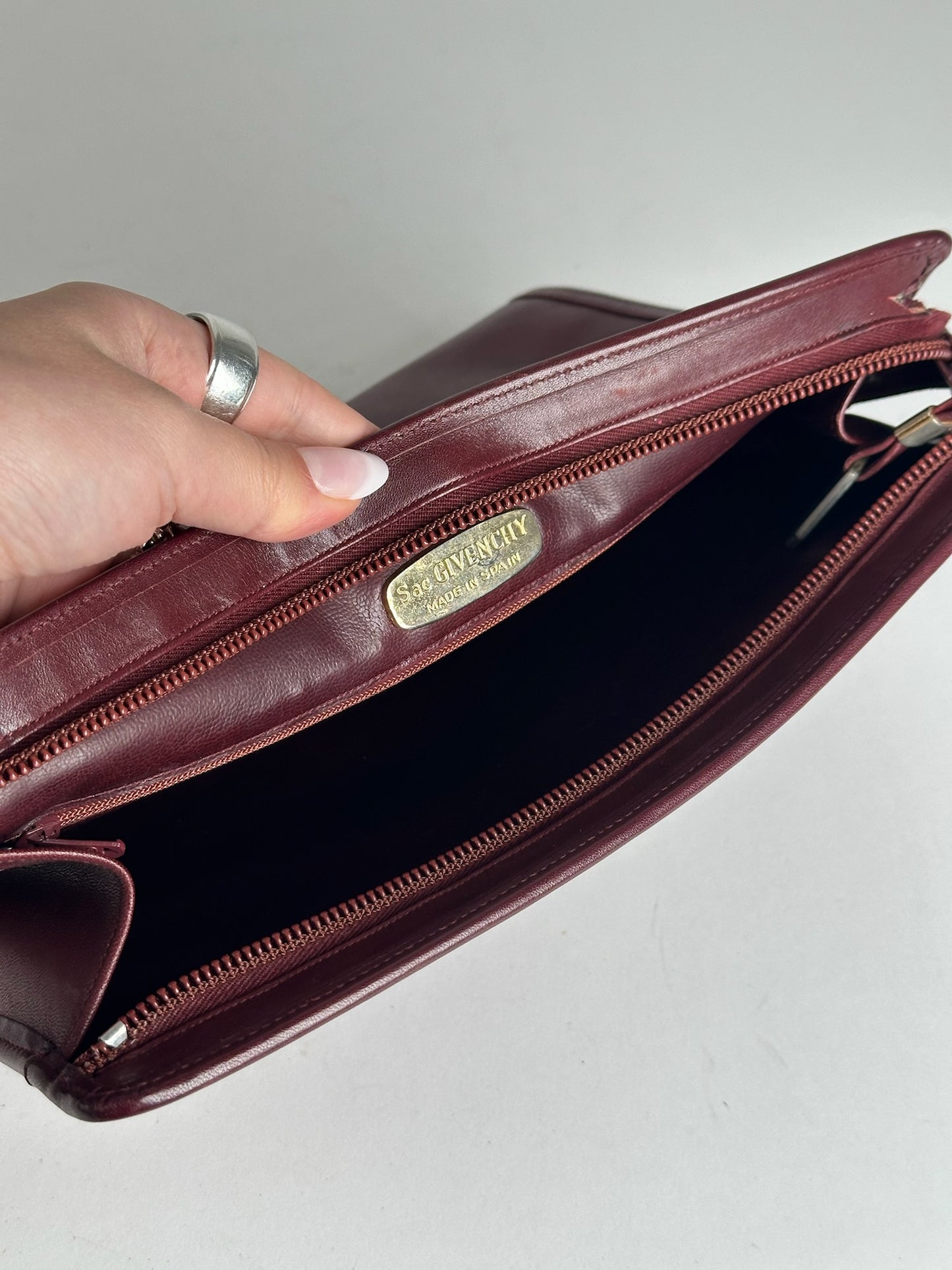 Vintage Givenchy Leather Clutch Burgundy