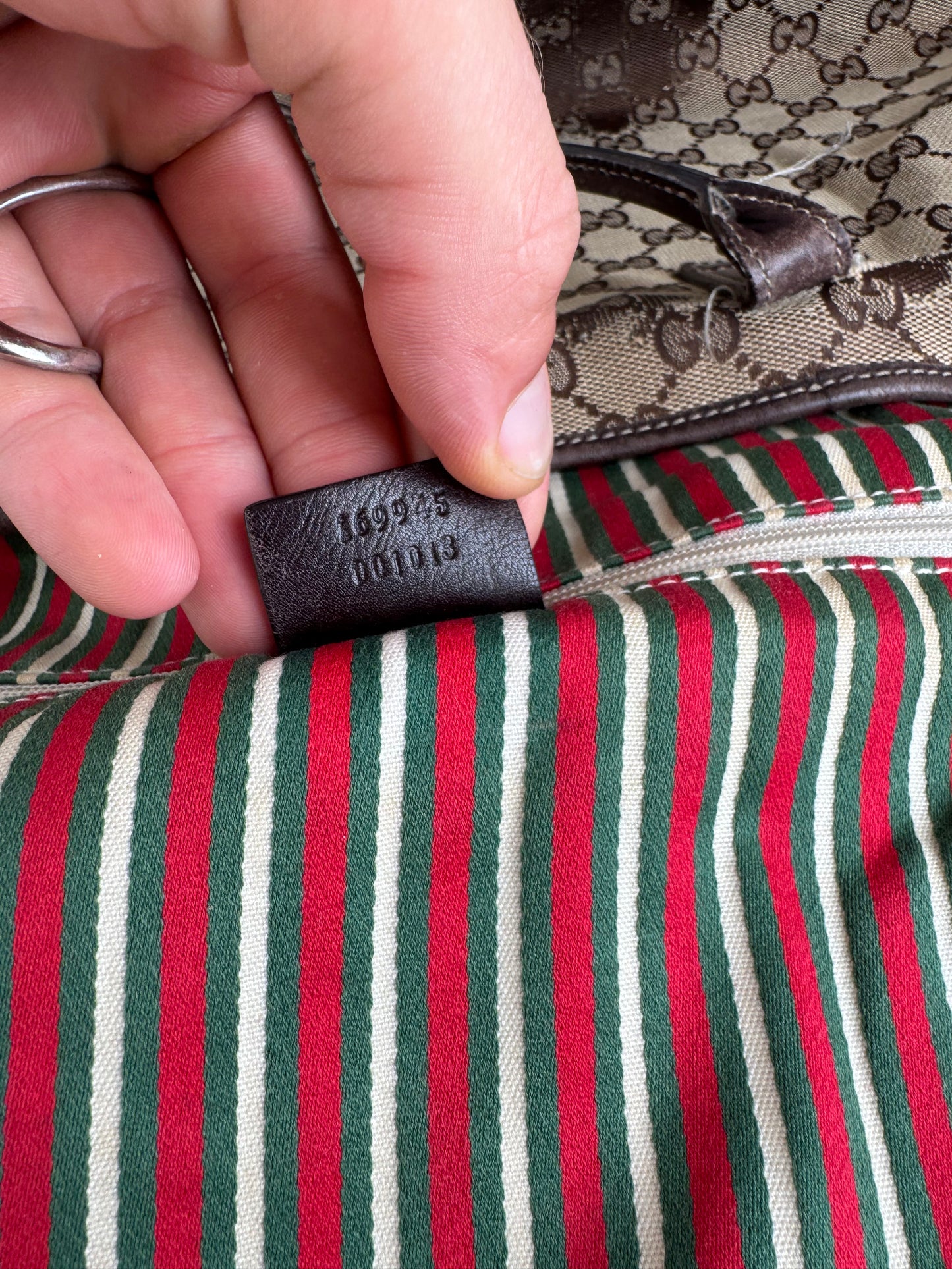 Sac cabas vintage Gucci Monogram beige marron