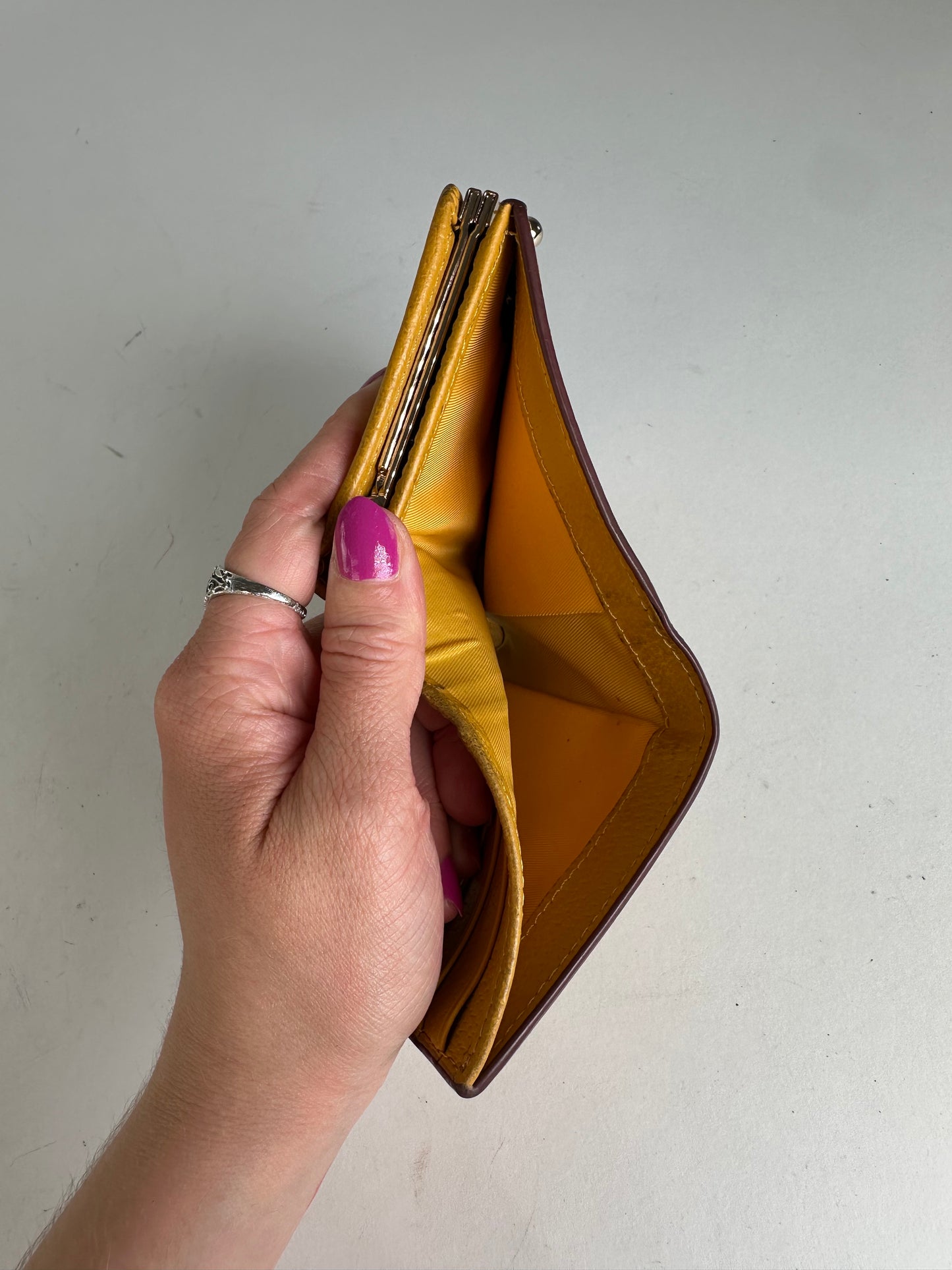 Vintage Vivienne Westwood Orb Leather Kiss-Lock Wallet Mustard