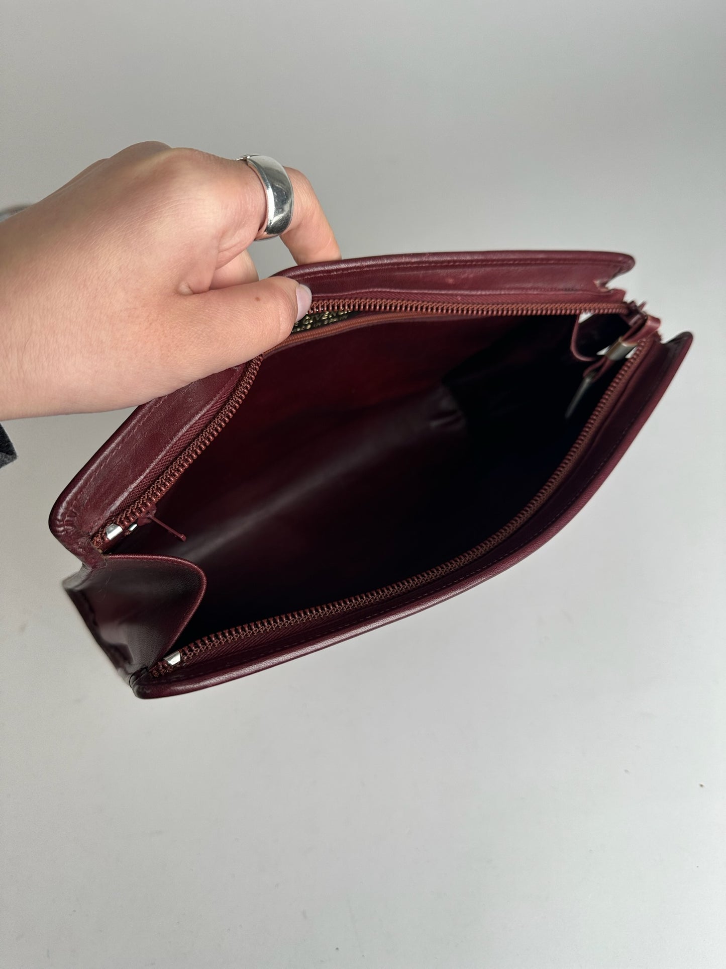 Vintage Givenchy Leather Clutch Burgundy