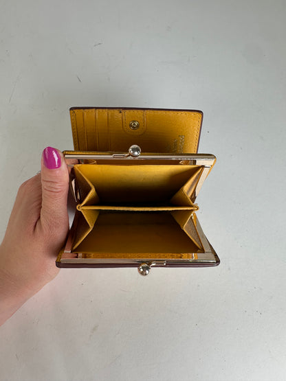 Vintage Vivienne Westwood Orb Leather Kiss-Lock Wallet Mustard