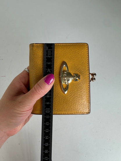 Vintage Vivienne Westwood Orb Leather Kiss-Lock Wallet Mustard