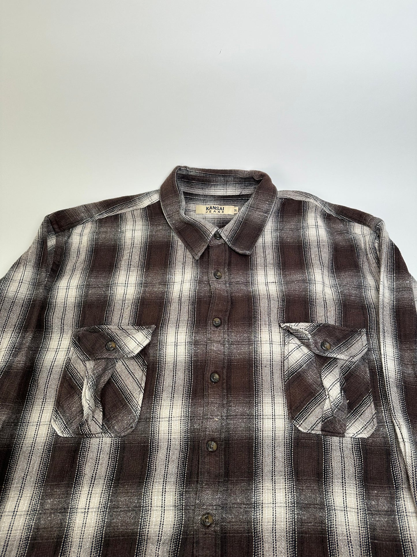 Vintage Kansai Yamamoto Flannel Shirt Brown Cream Black XL