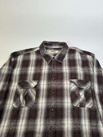 Vintage Kansai Yamamoto Flannel Shirt Brown Cream Black XL