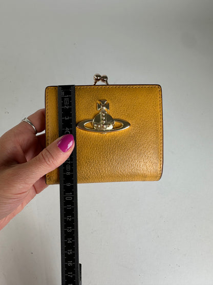Vintage Vivienne Westwood Orb Leather Kiss-Lock Wallet Mustard