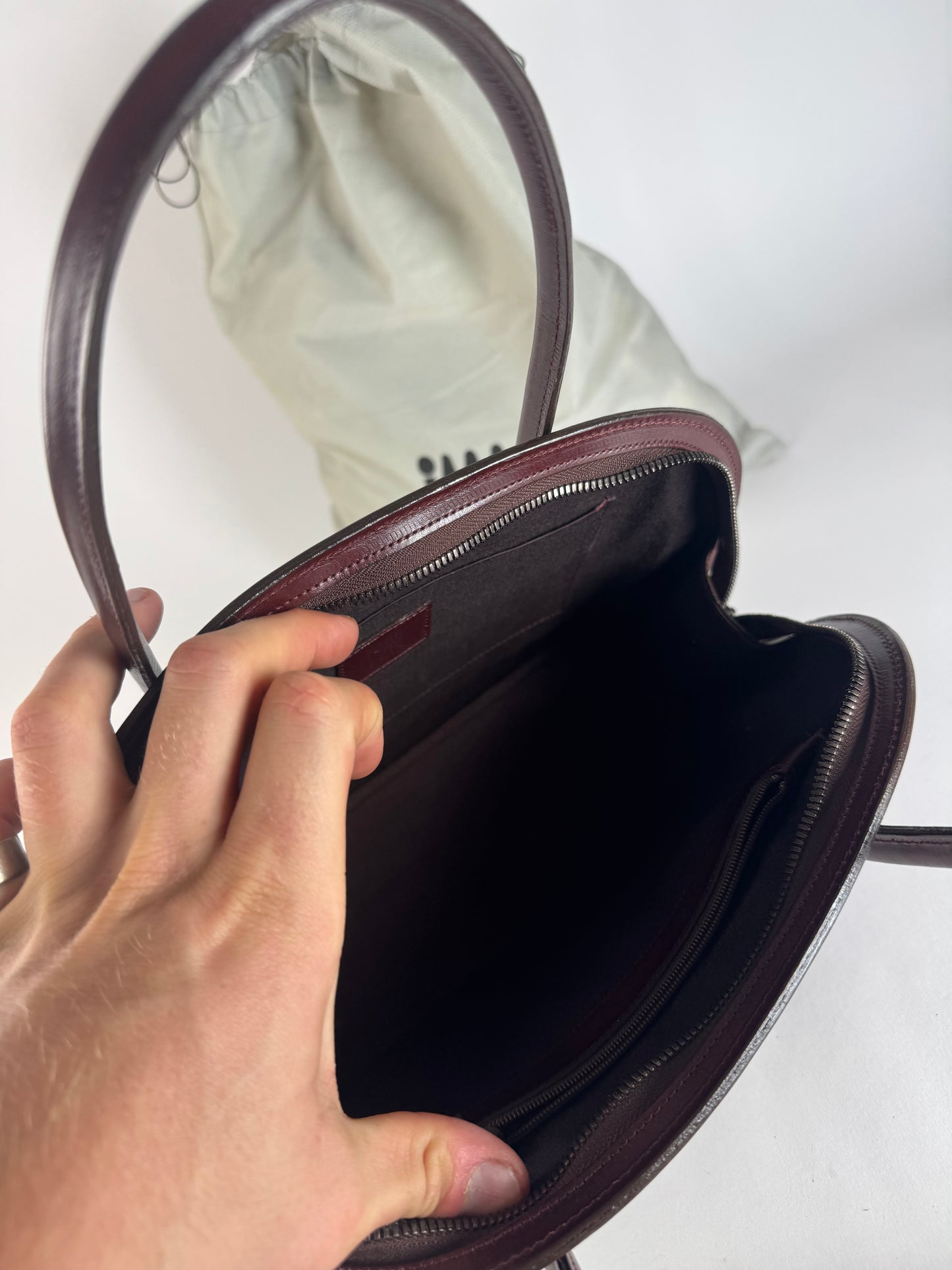 Vintage Issey Miyake Leather Handbag Purple