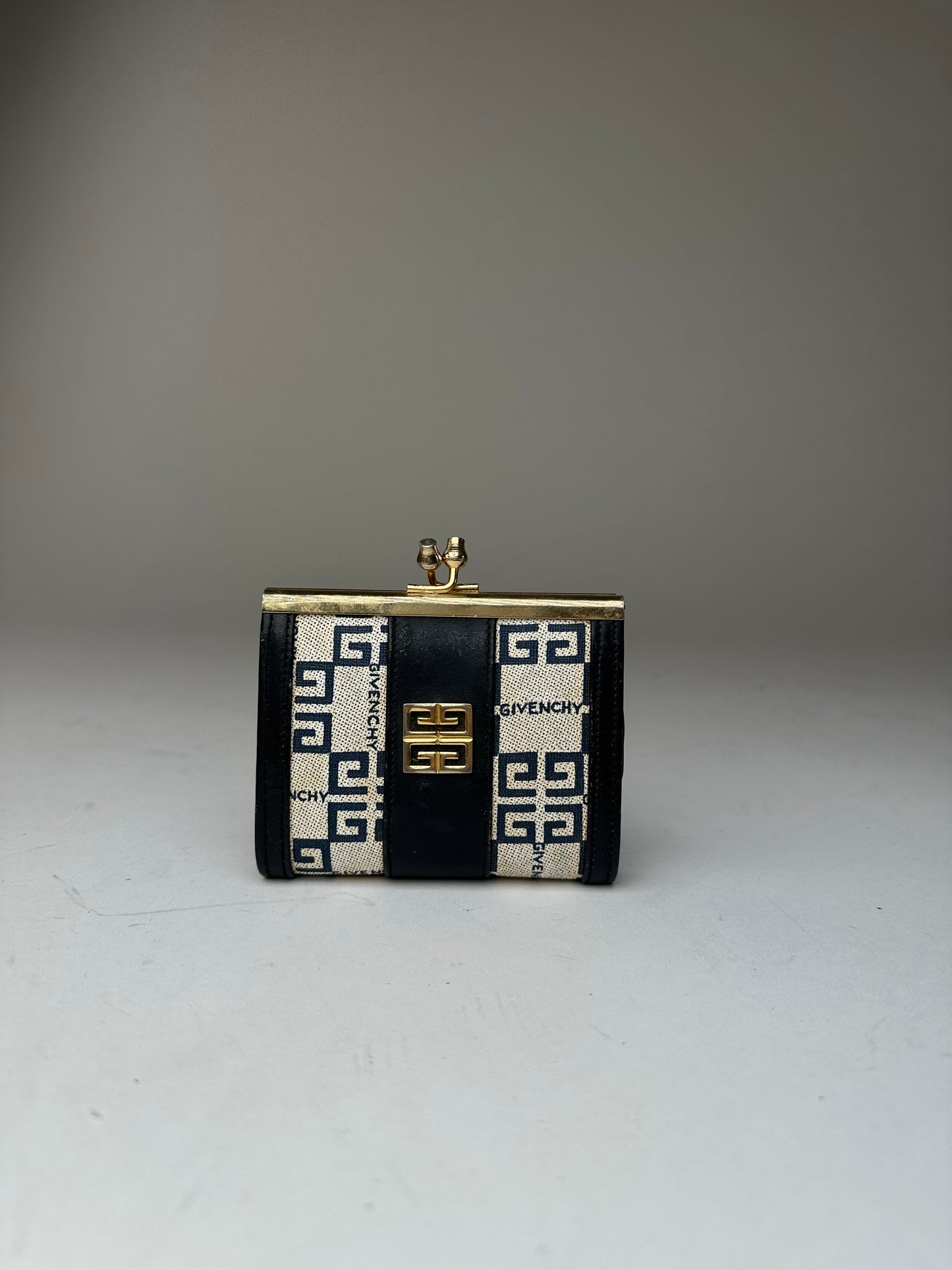 Vintage Givenchy Leather Purse Gold White Black