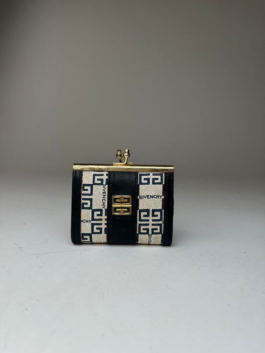 Vintage Givenchy Leather Purse Gold White Black
