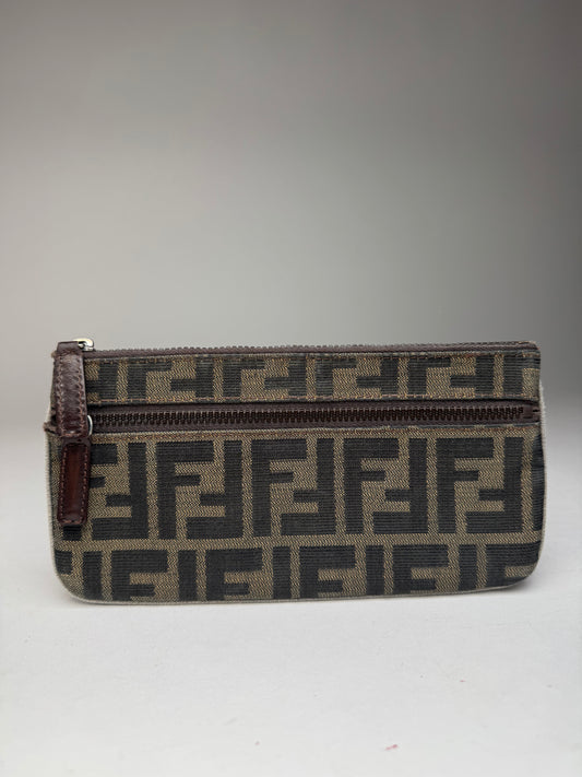 Vintage Fendi Monogram Card Holder / Clutch Brown