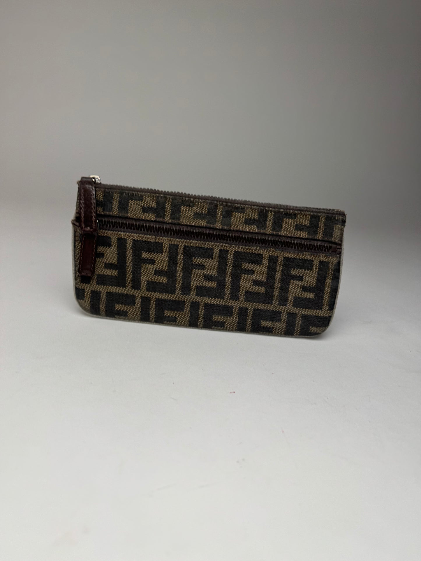 Vintage Fendi Monogram Card Holder / Clutch Brown