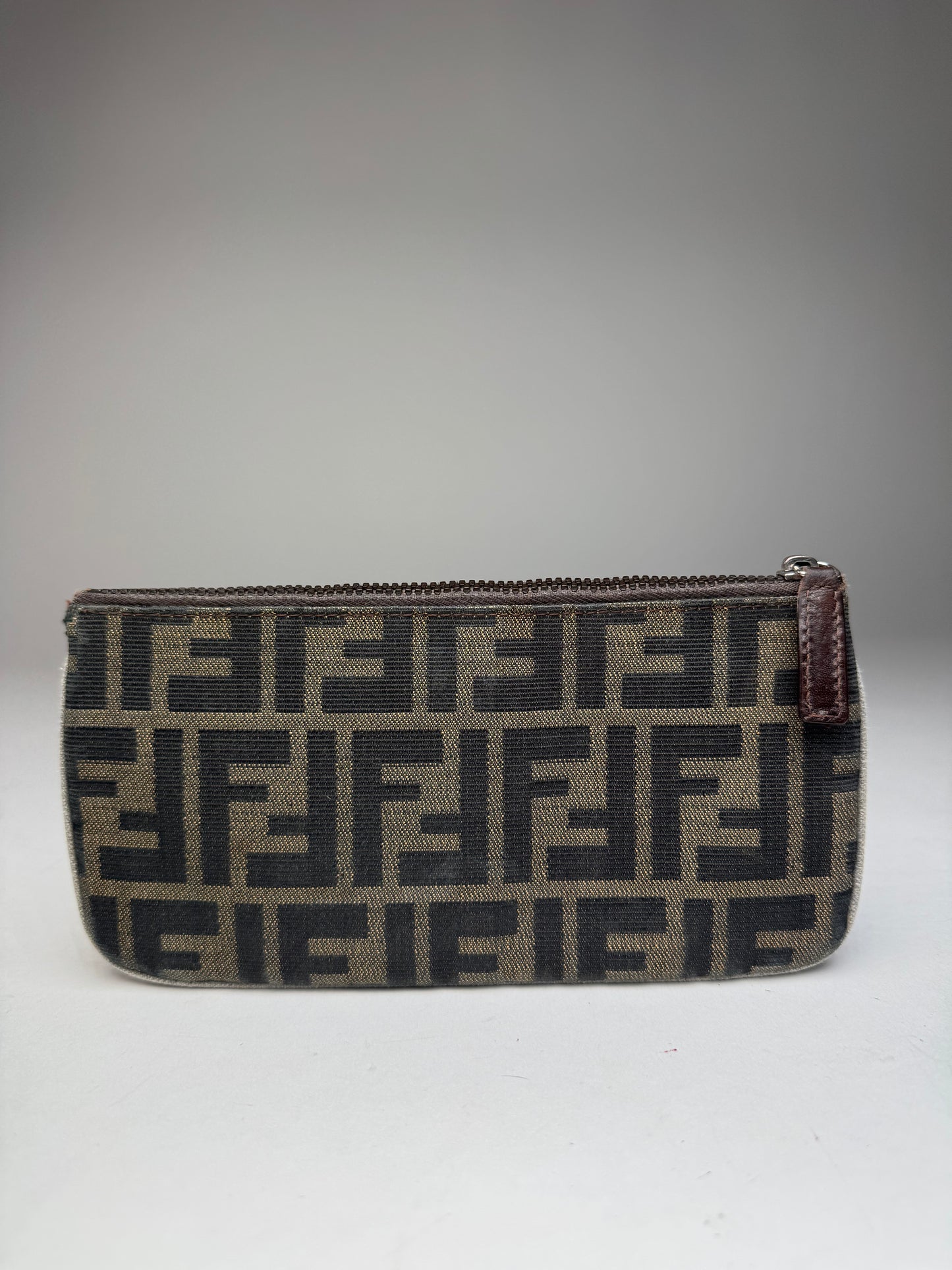 Vintage Fendi Monogram Card Holder / Clutch Brown