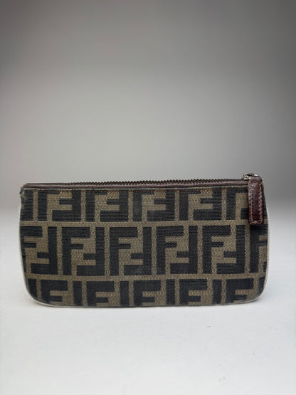 Vintage Fendi Monogram Card Holder / Clutch Brown