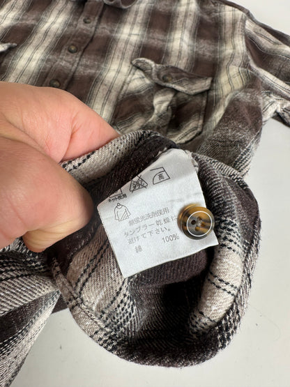 Vintage Kansai Yamamoto Flannel Shirt Brown Cream Black XL