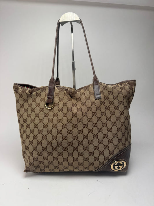 Vintage Gucci Monogram Tote bag beige brown