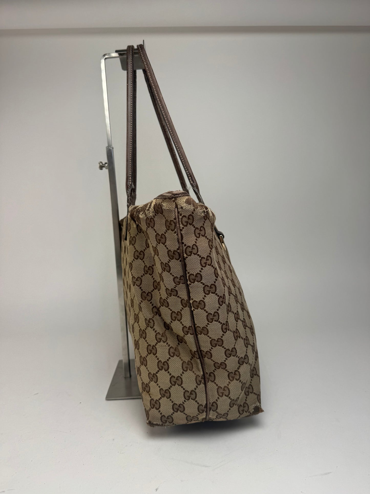 Sac cabas vintage Gucci Monogram beige marron