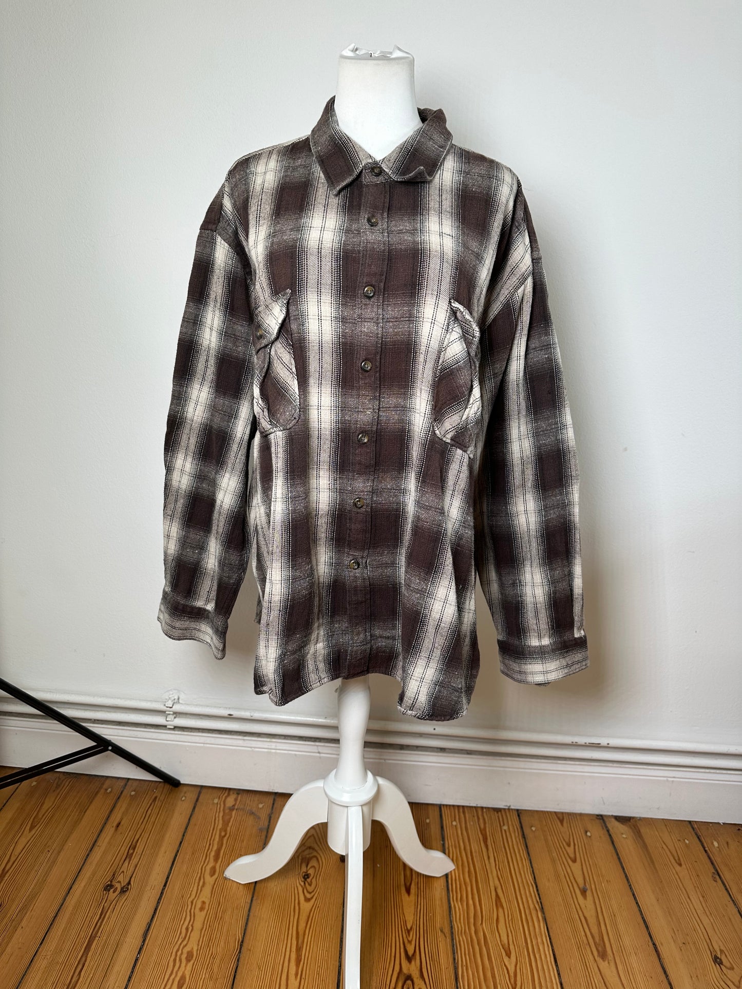 Vintage Kansai Yamamoto Flannel Shirt Brown Cream Black XL
