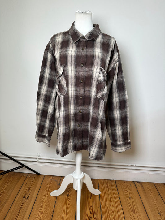 Vintage Kansai Yamamoto Flannel Shirt Brown Cream Black XL