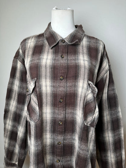 Vintage Kansai Yamamoto Flannel Shirt Brown Cream Black XL