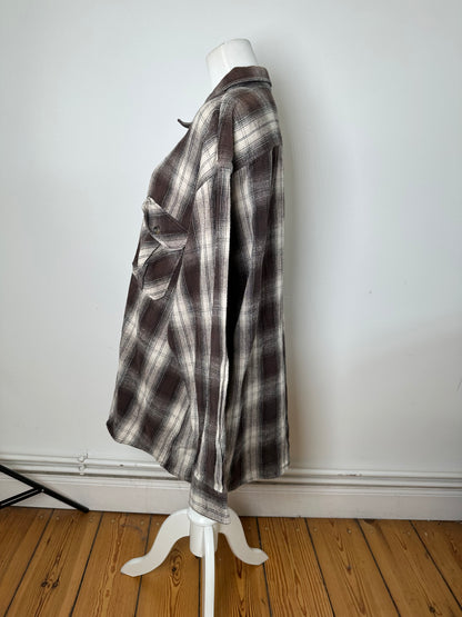 Vintage Kansai Yamamoto Flannel Shirt Brown Cream Black XL