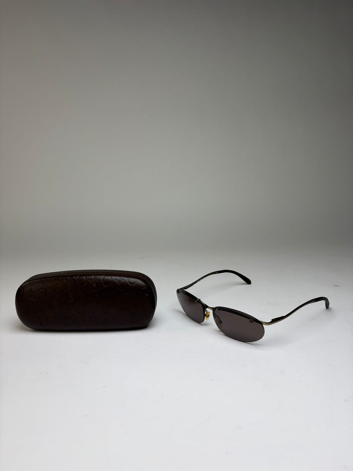 Vintage Celine Triomphe Metal Sunglasses Late 1990s Black Gold