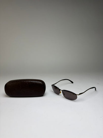 Vintage Celine Triomphe Metal Sunglasses Late 1990s Black Gold