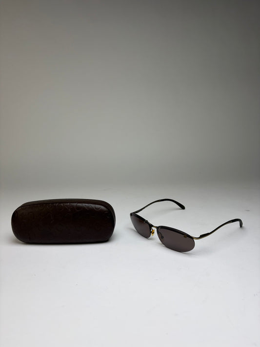Vintage Celine Triomphe Metal Sunglasses Late 1990s Black Gold