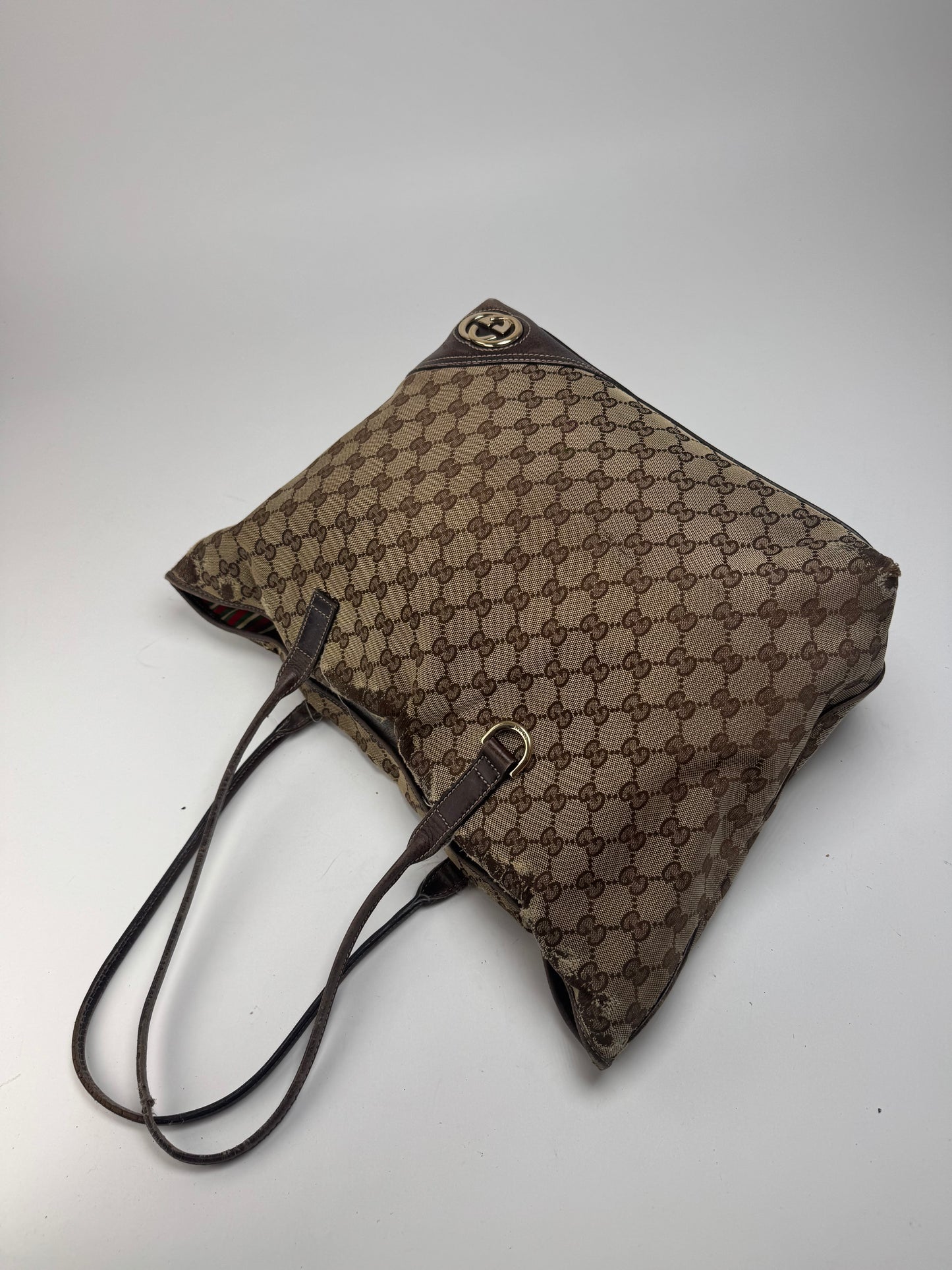 Sac cabas vintage Gucci Monogram beige marron