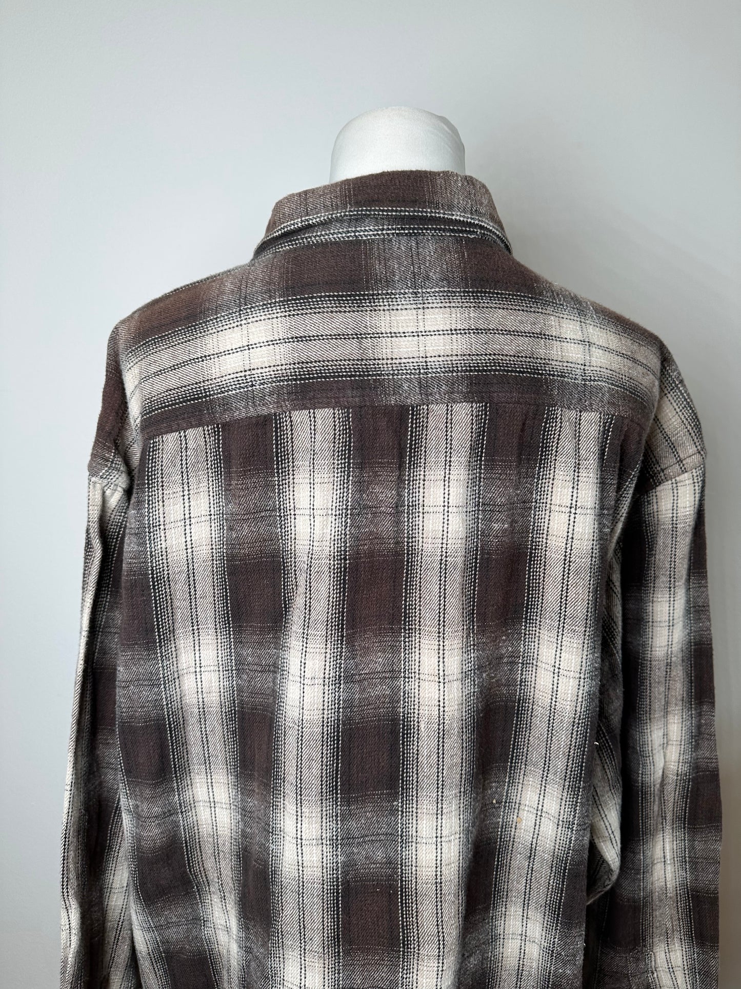 Vintage Kansai Yamamoto Flannel Shirt Brown Cream Black XL