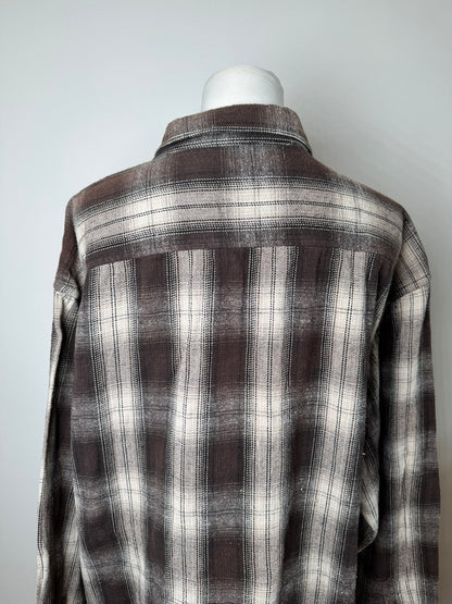 Vintage Kansai Yamamoto Flannel Shirt Brown Cream Black XL