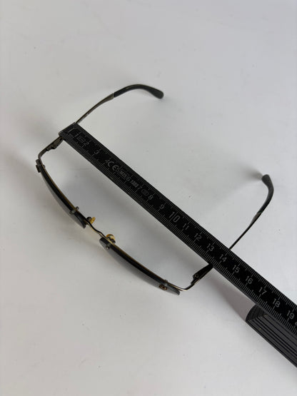 Vintage Celine Triomphe Metal Sunglasses Late 1990s Black Gold