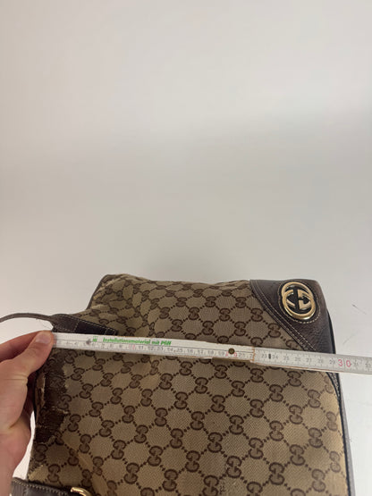 Sac cabas vintage Gucci Monogram beige marron