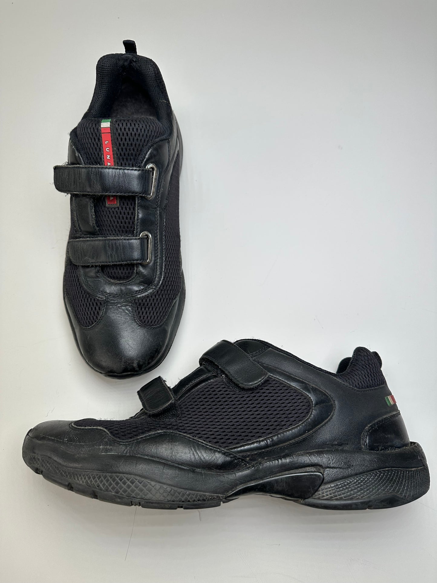 Vintage Prada Luna Rossa Mesh Sneakers Black Silver EU44
