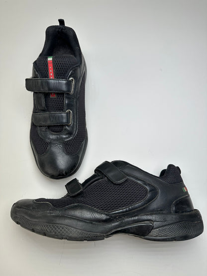 Vintage Prada Luna Rossa Mesh Sneakers Black Silver EU44