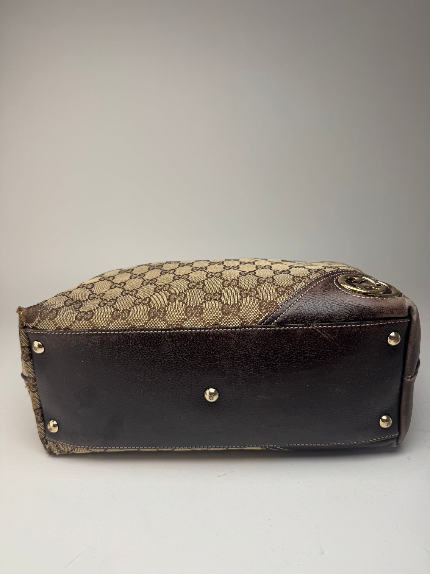 Sac cabas vintage Gucci Monogram beige marron