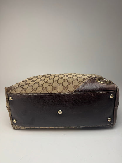Sac cabas vintage Gucci Monogram beige marron