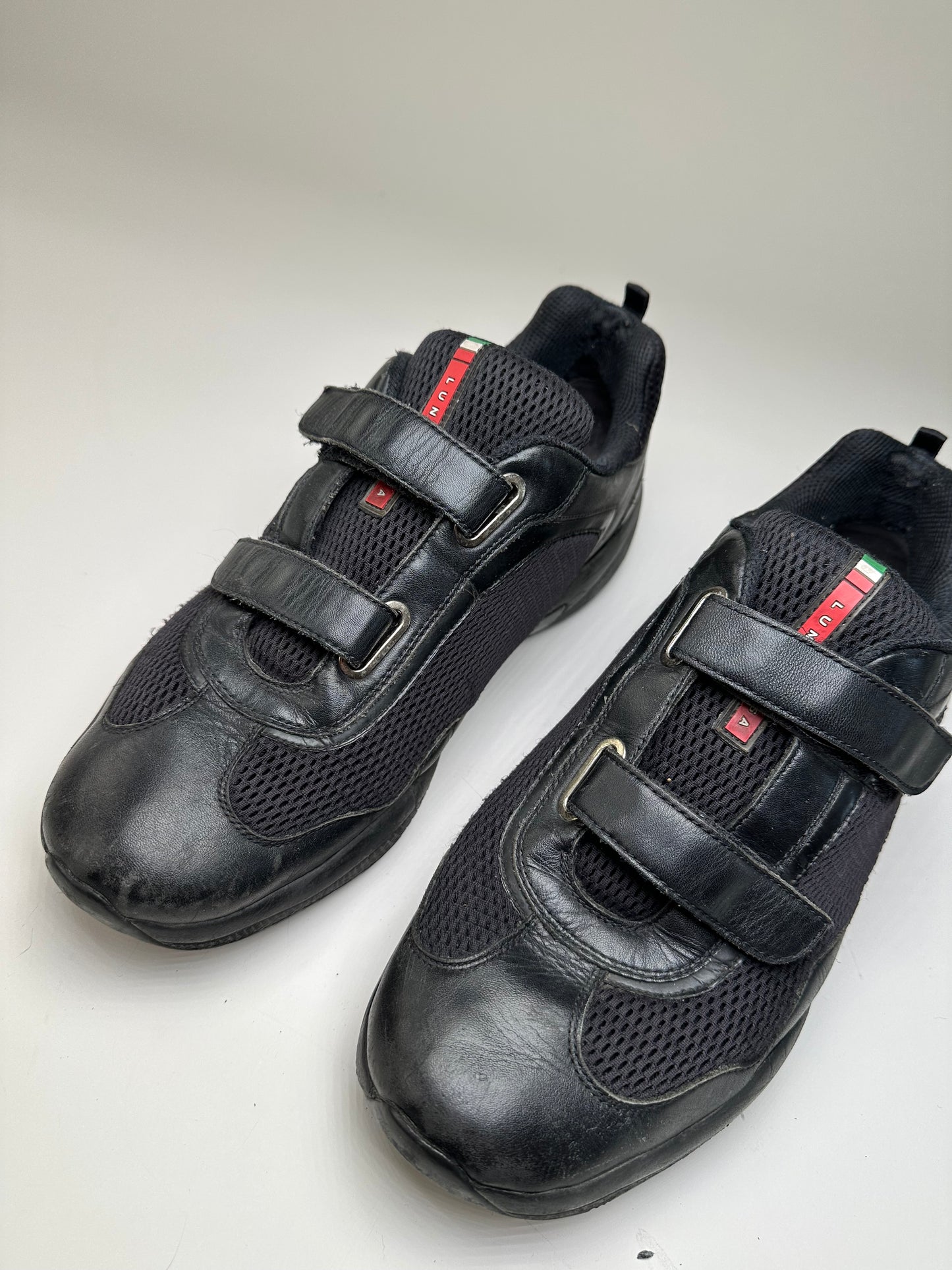 Vintage Prada Luna Rossa Mesh Sneakers Black Silver EU44
