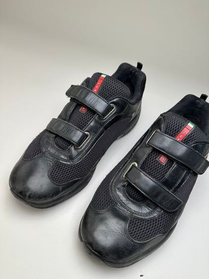 Vintage Prada Luna Rossa Mesh Sneakers Black Silver EU44
