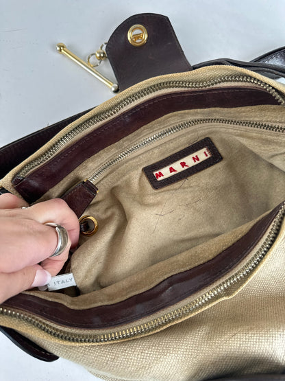 Vintage Marni Handbag Beige Brown