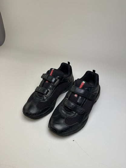 Vintage Prada Luna Rossa Mesh Sneakers Black Silver EU44