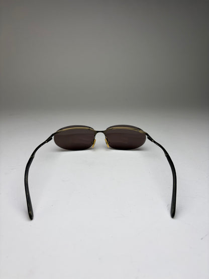 Vintage Celine Triomphe Metal Sunglasses Late 1990s Black Gold