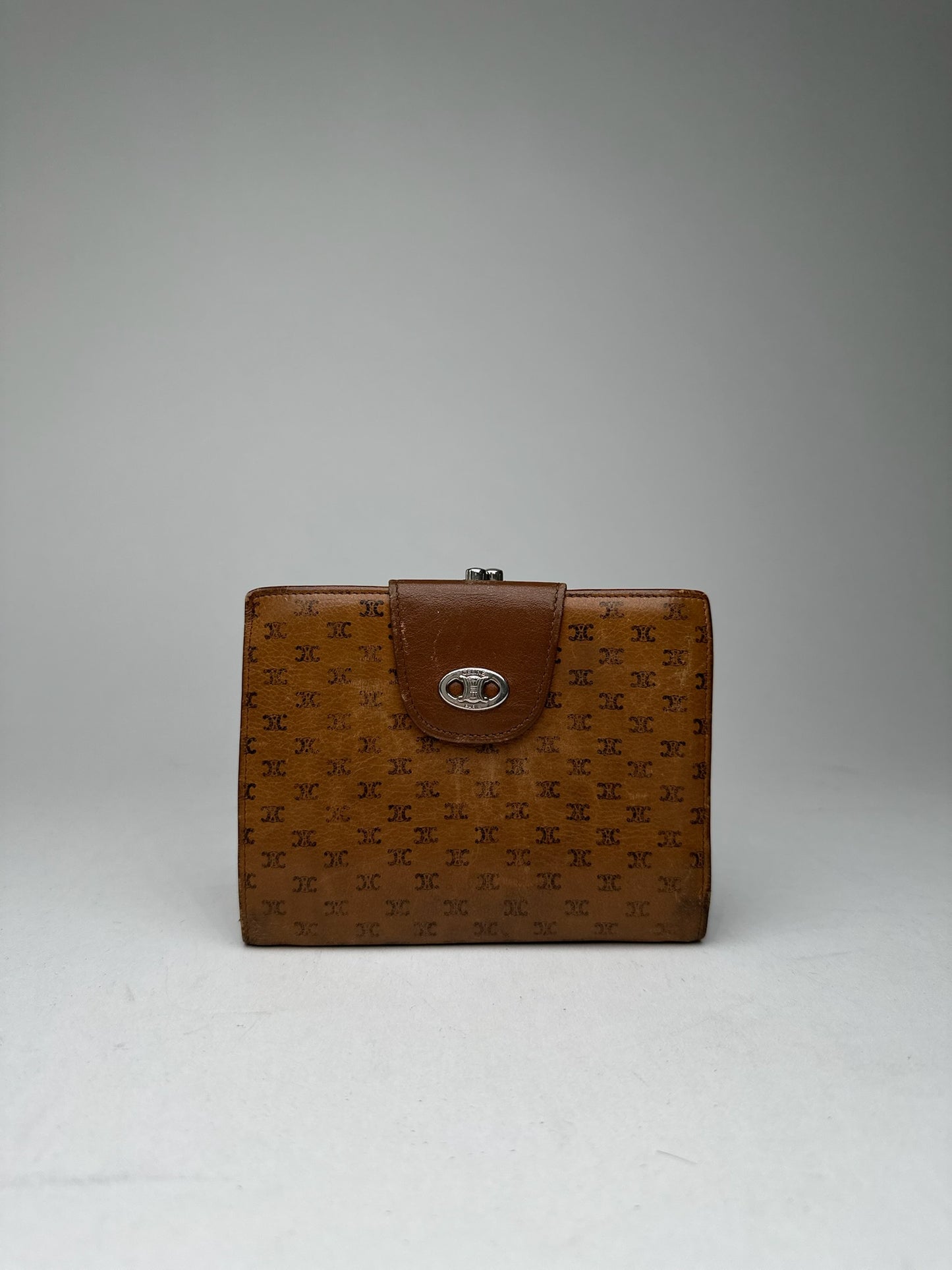 Vintage Celine Paris Monogram Leather wallet brown