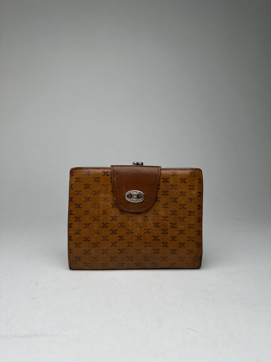 Vintage Celine Paris Monogram Leather wallet brown