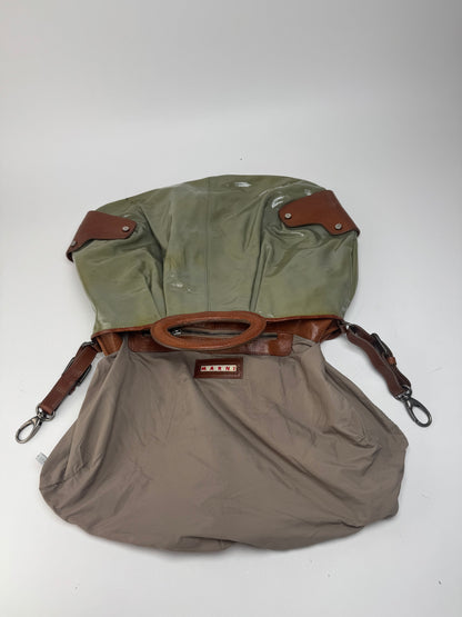 Sac vintage Marni 2Way en cuir verni vert marron